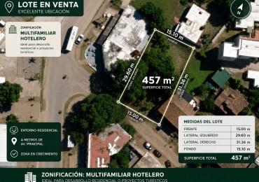 GESELL SUR - A METROS DE AVENIDA 3 - LOTE MULTIFAMILIAR HOTELERO EN VENTA 